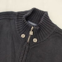 BURBERRY LONDON ジップアップ ニットブルゾン サイズ2 コットン セーター ニット ブラック レディース バーバリーロンドン【中古】5-0816M∞