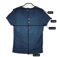 正藍屋 日本製 プルオーバー ヘンリーネック インディゴ 半袖Ｔシャツ カットソー ネイビー レディース 正藍屋【中古】5-0607S∞