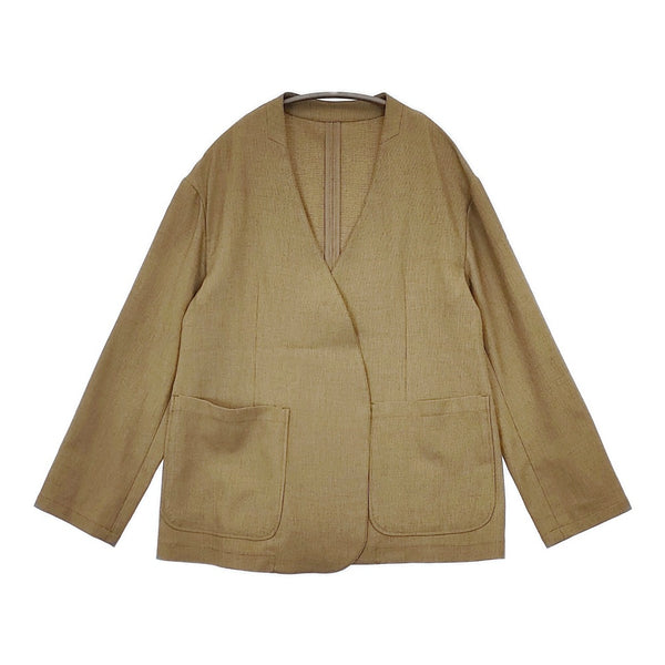 SLOBE IENA メランジツイルニュアンスジャケット 定価18700円 24010912603010 ベルト付き ノーカラージャケット 24SS ベージュ レディース スローブイエナ【中古】5-1021M△