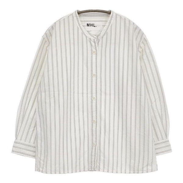 MHL. 4 LINE STRIPE COTTON 595-2153503 長袖シャツ オフホワイト グレー レディース エムエイチエル【中古】5-0816M∞