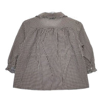 HONORE ギンガムチェック フリル ブラウス シャツ ブラック ホワイト レディース オノレ【中古】5-0528M∞