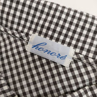 HONORE ギンガムチェック フリル ブラウス シャツ ブラック ホワイト レディース オノレ【中古】5-0528M∞