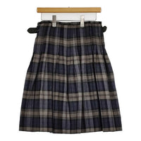O'NEIL OF DUBLIN ウール チェック キルト プリーツ キルトピン付き スカート グレー ネイビー レディース オニールオブダブリン【中古】5-0825T∞