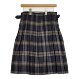O'NEIL OF DUBLIN ウール チェック キルト プリーツ キルトピン付き スカート グレー ネイビー レディース オニールオブダブリン【中古】5-0825T∞