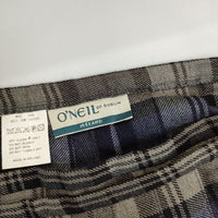 O'NEIL OF DUBLIN ウール チェック キルト プリーツ キルトピン付き スカート グレー ネイビー レディース オニールオブダブリン【中古】5-0825T∞