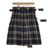 O'NEIL OF DUBLIN ウール チェック キルト プリーツ キルトピン付き スカート グレー ネイビー レディース オニールオブダブリン【中古】5-0825T∞