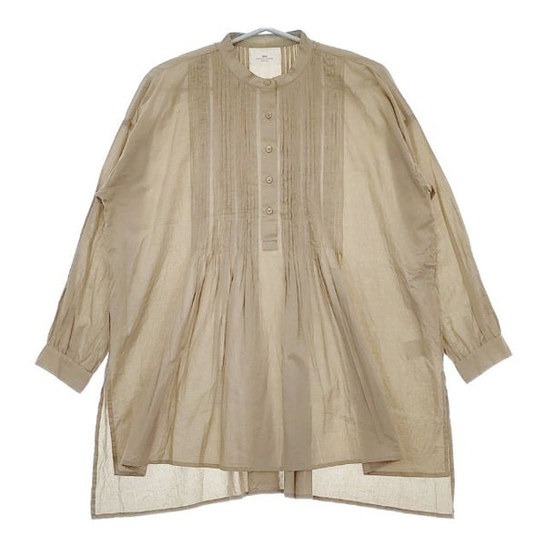soil ピンタック インド製 コットン プルオーバー チュニック ブラウス シャツ ベージュ レディース ソイル【中古】5-0528M∞
