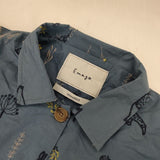 Emago アニマル総柄 刺繍 コート ブルー レディース イマゴ【中古】5-0816M∞