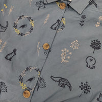 Emago アニマル総柄 刺繍 コート ブルー レディース イマゴ【中古】5-0816M∞