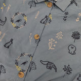 Emago アニマル総柄 刺繍 コート ブルー レディース イマゴ【中古】5-0816M∞