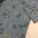 Emago アニマル総柄 刺繍 コート ブルー レディース イマゴ【中古】5-0816M∞