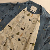 Emago アニマル総柄 刺繍 コート ブルー レディース イマゴ【中古】5-0816M∞