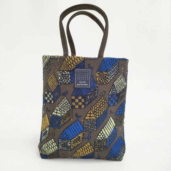 mina perhonen 新品 aba9724 village トーストバッグ 刺繍 定価11000円 トートバッグ ブラウン レディース ミナペルホネン【中古】5-0429T♪