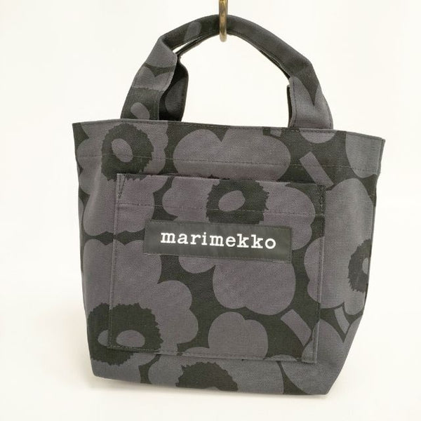 marimekko JE LUNCH BAG ウニッコ ランチ トートバッグ グレー ブラック レディース マリメッコ【中古】5-0929G∞