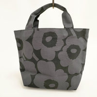 marimekko JE LUNCH BAG ウニッコ ランチ トートバッグ グレー ブラック レディース マリメッコ【中古】5-0929G∞