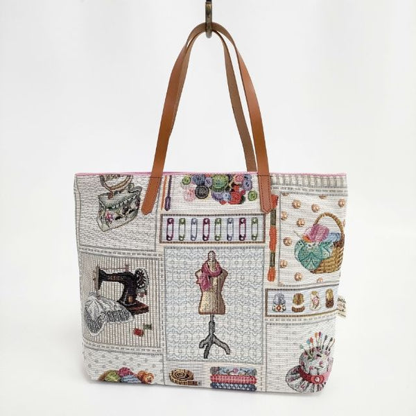 Belle Branchee ベルブランシェ 新品 ソーイングビー ゴブラン 総柄 トートバッグ アイボリー レディース【中古】5-0929G∞