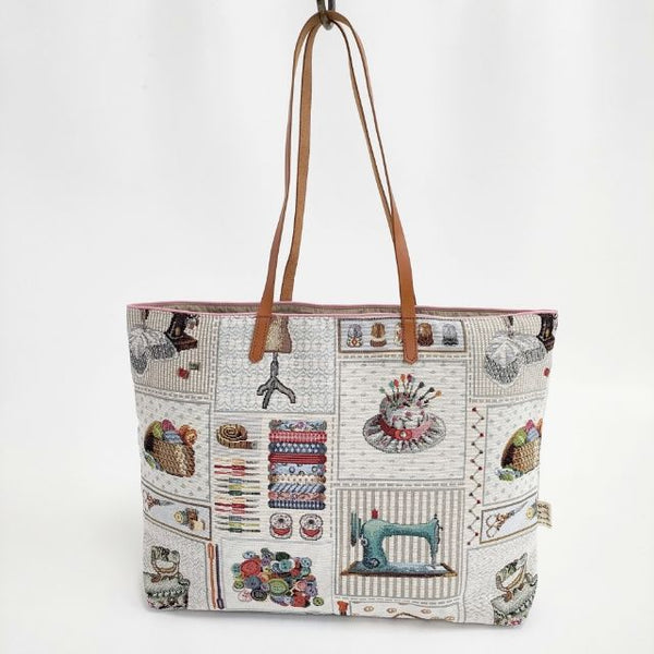 Belle Branchee ベルブランシェ 新品 ソーイングビー ゴブラン 総柄 トートバッグ アイボリー レディース【中古】5-0929G∞