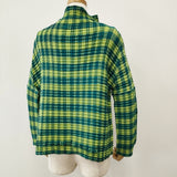 me ISSEY MIYAKE プリーツ加工 MI41FO562 チェック柄 長袖シャツ グリーン レディース ミー イッセイミヤケ【中古】5-1021M△