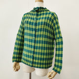 me ISSEY MIYAKE プリーツ加工 MI41FO562 チェック柄 長袖シャツ グリーン レディース ミー イッセイミヤケ【中古】5-1021M△