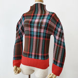 me ISSEY MIYAKE TARTAN CHECK TOP MI33FJ791 長袖Ｔシャツ カットソー ロンＴ レッド ブラウン レディース ミー イッセイミヤケ【中古】5-1021M△