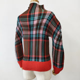 me ISSEY MIYAKE TARTAN CHECK TOP MI33FJ791 長袖Ｔシャツ カットソー ロンＴ レッド ブラウン レディース ミー イッセイミヤケ【中古】5-1021M△