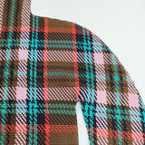 me ISSEY MIYAKE TARTAN CHECK TOP MI33FJ791 長袖Ｔシャツ カットソー ロンＴ レッド ブラウン レディース ミー イッセイミヤケ【中古】5-1021M△