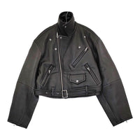 H BEAUTY&YOUTH 1625-199-4947 サイズS 羊革 レザー ライダースジャケット ブラック レディース エイチビューティアンドユース【中古】5-0920T♪