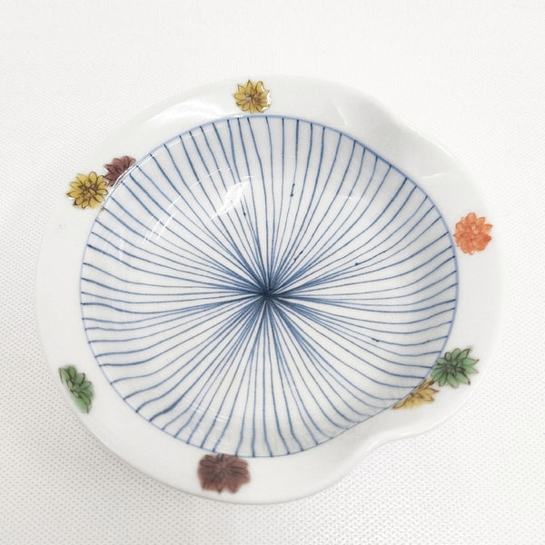 工房あめつち 片口浅鉢 色絵菊散し／中十草 皿 ホワイト ブルー レディース【中古】5-0508G◎