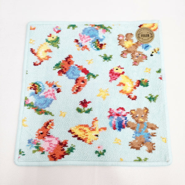 FEILER 新品 テディメイト タオルハンカチ コットン ハンカチ ミズイロ レディース フェイラー【中古】5-0522G◎