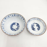 古伊万里 丸紋 蓋茶碗 蓋付き5客セット 食器 ホワイト ブルー レディース【中古】5-0510G◎