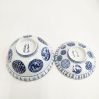 古伊万里 丸紋 蓋茶碗 蓋付き5客セット 食器 ホワイト ブルー レディース【中古】5-0510G◎