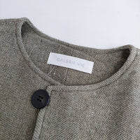 GALERIE VIE ウールリネンツイード ロングジレ 定価49500円 23-07-24-07231 ベスト カーキ ベージュ レディース ギャルリーヴィー【中古】5-0801T△