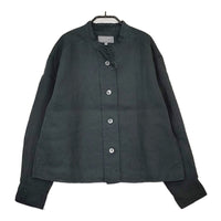 MARGARET HOWELL SHIRTING LINEN 定価36300円 578-4153013 バンドカラーシャツ 24SS Dグリーン レディース マーガレットハウエル【中古】5-0429M♪