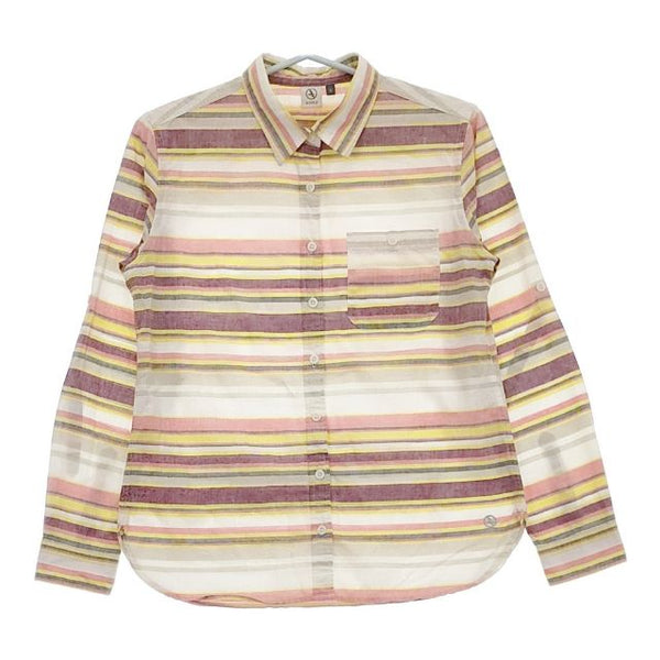 AIGLE コットンリネン 8601-23105 長袖シャツ ホワイト ピンク イエロー レディース エーグル【中古】5-0528M∞