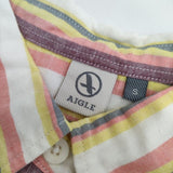 AIGLE コットンリネン 8601-23105 長袖シャツ ホワイト ピンク イエロー レディース エーグル【中古】5-0528M∞