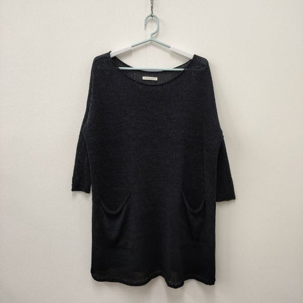 GALERIE VIE コットンニット ワンピース 擬麻加工 チュニック ネイビー レディース ギャルリーヴィー【中古】5-0609M∞