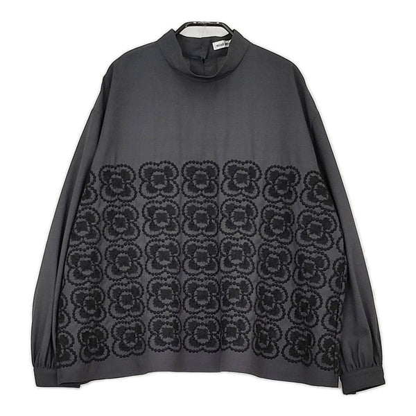 mina perhonen aca1343s blumen 36 直営店限定 刺繍 定価60500円 ブラウス 24-25AW チャコールグレー レディース ミナペルホネン【中古】5-0429M♪