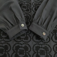 mina perhonen aca1343s blumen 36 直営店限定 刺繍 定価60500円 ブラウス 24-25AW チャコールグレー レディース ミナペルホネン【中古】5-0429M♪