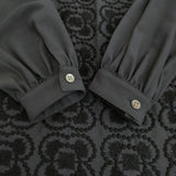 mina perhonen aca1343s blumen 36 直営店限定 刺繍 定価60500円 ブラウス 24-25AW チャコールグレー レディース ミナペルホネン【中古】5-0429M♪