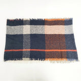 nume ブークレーツイードスヌード 定価16500円 アルパカ混 マフラー スヌード ネイビー ベージュ レディース ヌメ【中古】5-1016T◎