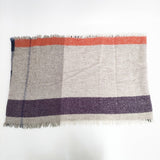 nume ブークレーツイードスヌード 定価16500円 アルパカ混 マフラー スヌード ネイビー ベージュ レディース ヌメ【中古】5-1016T◎