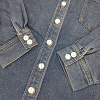 Heart Market バンドカラー コットン しっかりデニムBigシャツ 長袖シャツ ブルー レディース ハートマーケット【中古】5-0906M∞
