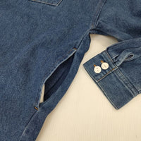 Heart Market バンドカラー コットン しっかりデニムBigシャツ 長袖シャツ ブルー レディース ハートマーケット【中古】5-0906M∞
