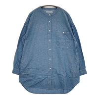 Heart Market バンドカラー チュニック コットン 長袖シャツ ブルー レディース ハートマーケット【中古】5-0906M∞
