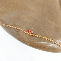 HENRY CUIR レザー ワンショルダー ビーズ 犬刺繍 CANE ショルダーバッグ ブラウン レディース アンリークイール【中古】5-0914G∞