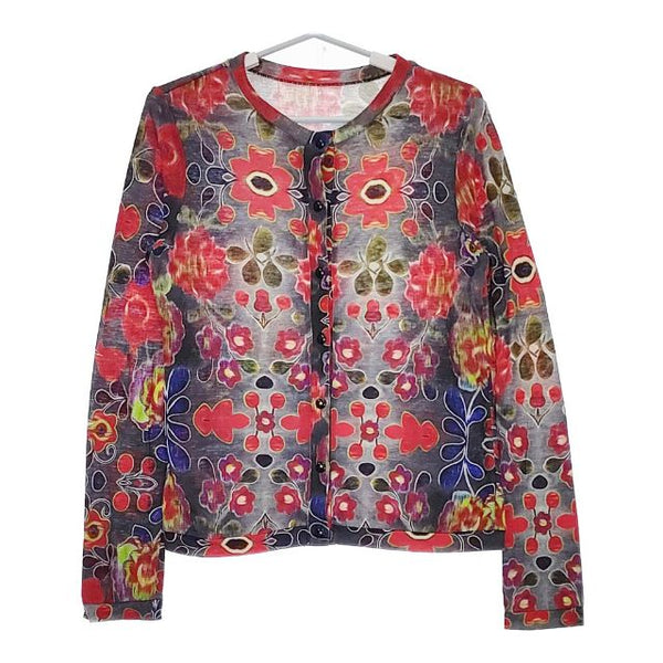 49AV.junko shimada レーヨンリネン 総柄 カーディガン グレー マルチ レディース ジュンコシマダ【中古】5-0604M∞