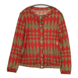 49AV.junko shimada ウール 総柄 カーディガン レッド ベージュ レディース ジュンコシマダ【中古】5-0825T∞