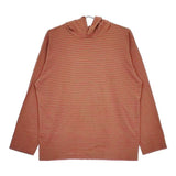 45R/45rpm 天竺ボーダーの908オーシャンフーディ 定価16500円 長袖Ｔシャツ カットソー ロンＴ レッド ブラウン レディース フォーティーファイブアールピーエム【中古】5-0604M∞