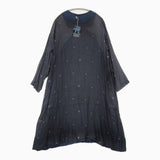 maku textiles シルクコットン インディゴ染め カシュクール 92224 BIZEN-488 シアー ワンピース ネイビー レディース マクテキスタイルズ【中古】5-1021M△