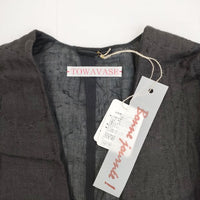 TOWAVASE リネン 中綿 刺し子刺繍 キルトローブ コート ブラック レディース トワヴァーズ【中古】5-0814T∞
